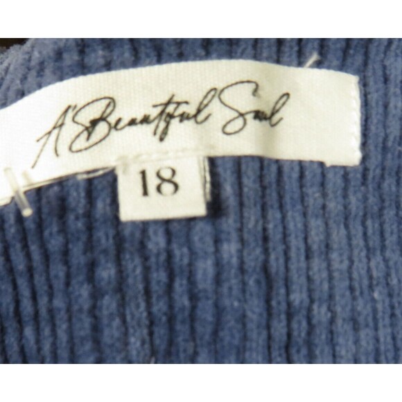 A Beautiful Soul Arula Blue Stretch Corduroy Button Front Mini Skirt Plus Sz 18 - Picture 7 of 7